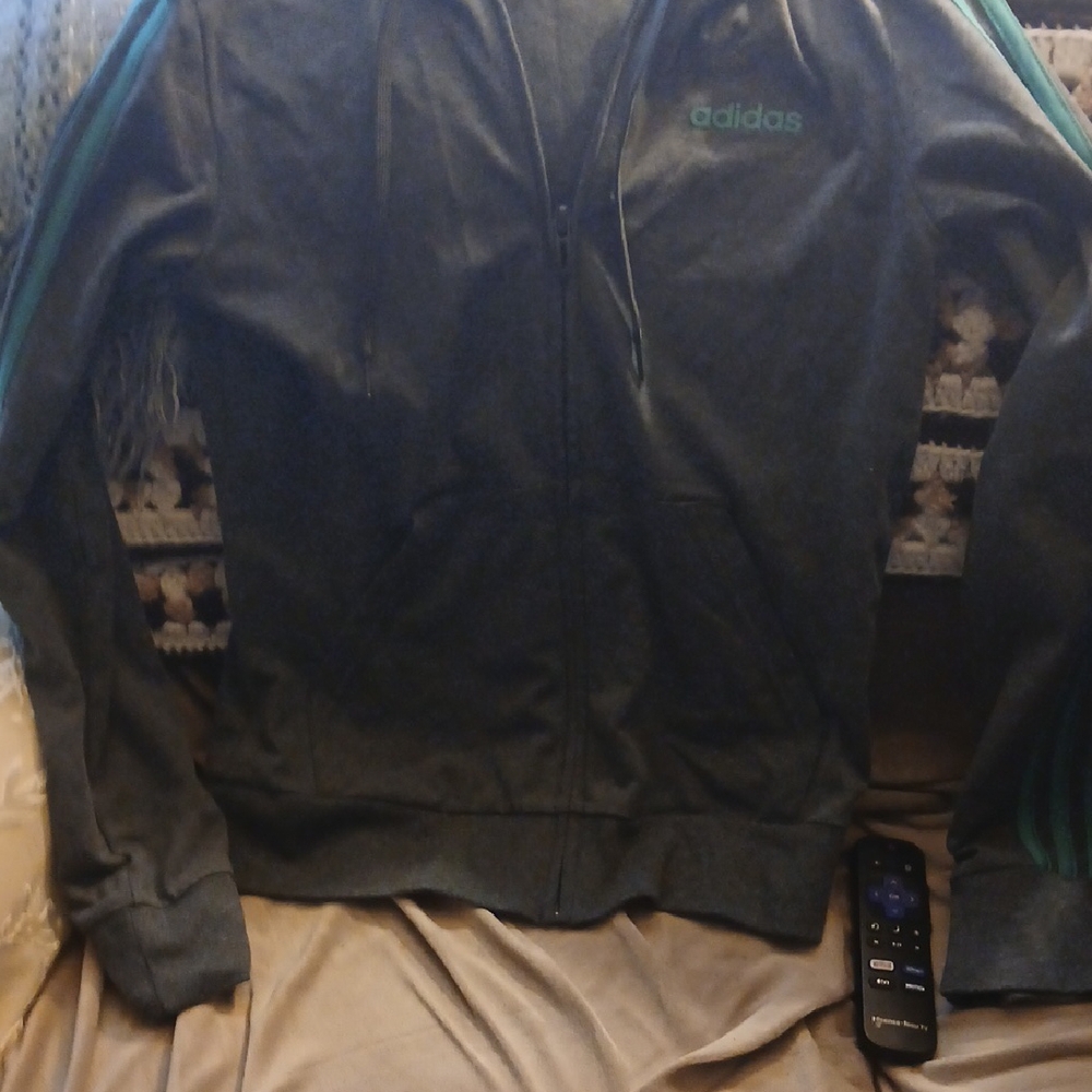 Adidas Black Hoodie with Green Logo